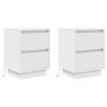 Stylish Bedside Cabinets with LED Lights - 2 Pcs White