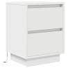 Stylish Bedside Cabinets with LED Lights - 2 Pcs White