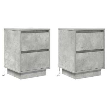 Elegant Bedside Cabinets with LED Lights - 2 pcs Concrete Grey