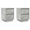 Elegant Bedside Cabinets with LED Lights - 2 pcs Concrete Grey