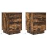 Stylish Bedside Cabinets with LED Lights - 2 pcs Smoked Oak