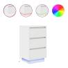 Stylish Bedside Cabinet with LED Lights – White 38x34x65 cm