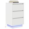 Stylish Bedside Cabinet with LED Lights – White 38x34x65 cm