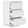 Stylish Bedside Cabinet with LED Lights – White 38x34x65 cm