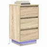 Stylish Sonoma Oak Bedside Cabinet with LED Lights - 38x34x65 cm