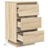 Stylish Sonoma Oak Bedside Cabinet with LED Lights - 38x34x65 cm