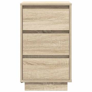 Stylish Sonoma Oak Bedside Cabinet with LED Lights - 38x34x65 cm