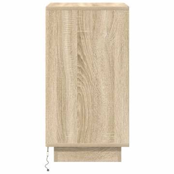 Stylish Sonoma Oak Bedside Cabinet with LED Lights - 38x34x65 cm