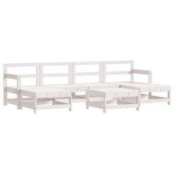 7 Piece Garden Lounge Set - White Solid Wood Pine | Hipomarket