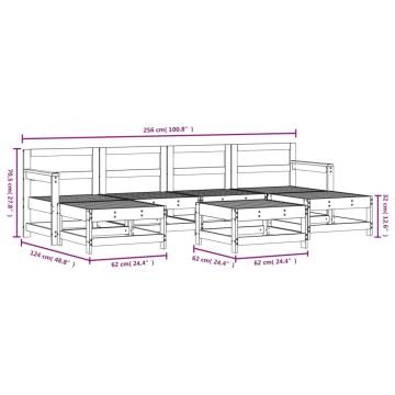 7 Piece Garden Lounge Set - White Solid Wood Pine | Hipomarket