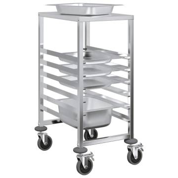 Stainless Steel Tray Trolley with 6 GN Containers | Hipo Market