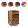 Stylish Bedside Cabinet with LED Lights - Old Wood Design