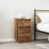 Stylish Bedside Cabinet with LED Lights - Old Wood Design