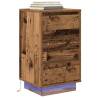 Stylish Bedside Cabinet with LED Lights - Old Wood Design