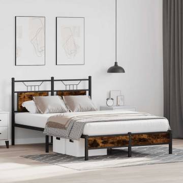 Smoked Oak Bed Frame 120x200 cm - Durable & Stylish Design