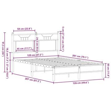 Smoked Oak Bed Frame 120x200 cm - Durable & Stylish Design