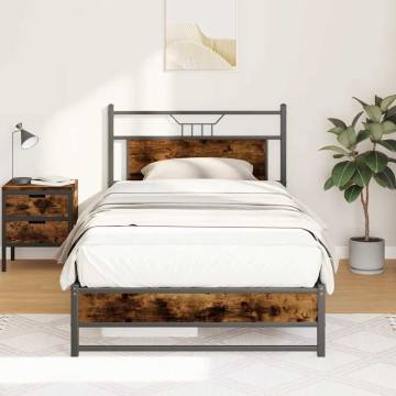 Smoked Oak Bed Frame 107x203 cm - Durable & Stylish Design