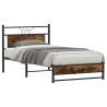 Smoked Oak Bed Frame 107x203 cm - Durable & Stylish Design