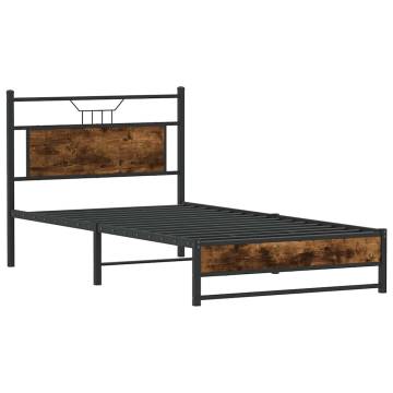 Smoked Oak Bed Frame 107x203 cm - Durable & Stylish Design