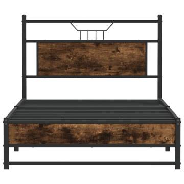 Smoked Oak Bed Frame 107x203 cm - Durable & Stylish Design