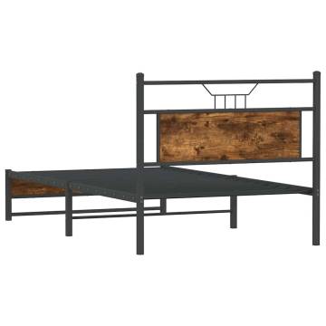 Smoked Oak Bed Frame 107x203 cm - Durable & Stylish Design