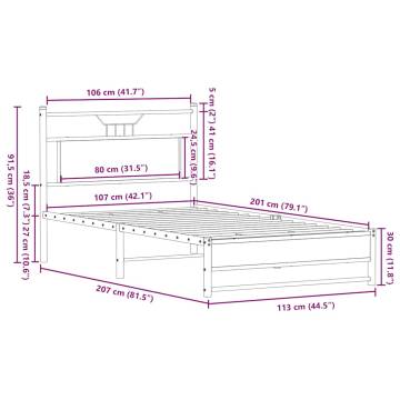 Smoked Oak Bed Frame 107x203 cm - Durable & Stylish Design