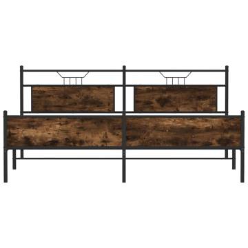 Metal Bed Frame in Smoked Oak - 200x200 cm | Hipo Market