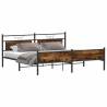 Metal Bed Frame without Mattress in Smoked Oak - 193x203 cm