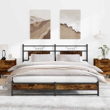 Smoked Oak Bed Frame 160x200 cm - Engineered Wood | Hipo Market