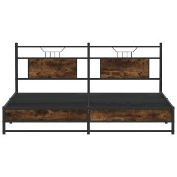 Smoked Oak Bed Frame 160x200 cm - Engineered Wood | Hipo Market