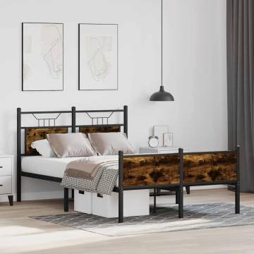 Smoked Oak Bed Frame 120x200 cm - Durable & Stylish Design