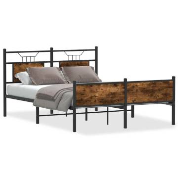 Smoked Oak Bed Frame 140x190 cm - Durable & Stylish Design