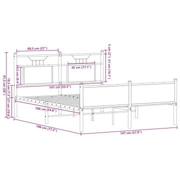 Smoked Oak Bed Frame 140x190 cm - Durable & Stylish Design