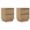 Stylish Bedside Cabinets with LED Lights - Artisan Oak (2 pcs)