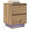 Stylish Bedside Cabinets with LED Lights - Artisan Oak (2 pcs)