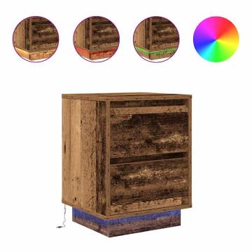 Bedside Cabinets with LED Lights - 2 pcs Old Wood - HipoMarket