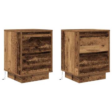 Bedside Cabinets with LED Lights - 2 pcs Old Wood - HipoMarket