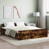 Bed Frame with Headboard and Footboard Smoked Oak 140x200 cm Colour smoked oak Size 140 x 200 cm 