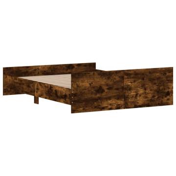 Smoked Oak Bed Frame with Headboard & Footboard - 140x200 cm