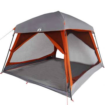 Family Tent Cabin for 6 - Waterproof Gray & Orange | HipoMarket