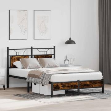 Smoked Oak Bed Frame 120x190 cm - Small Double, Durable Design