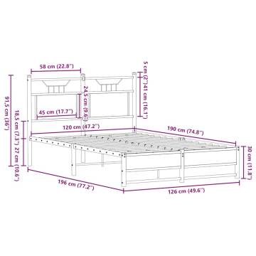 Smoked Oak Bed Frame 120x190 cm - Small Double, Durable Design