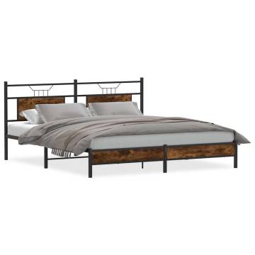 Smoked Oak Bed Frame 183x203 cm - Durable & Stylish Design