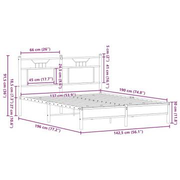 Smoked Oak Bed Frame 137x190 cm - Stylish & Durable Design