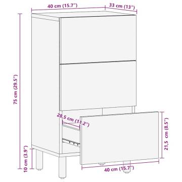 Brown Solid Wood Sideboard - 40x33x75 cm | HipoMarket