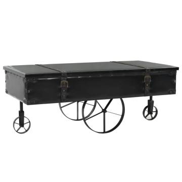 Stylish Black Coffee Table with Wheels - 110x52x43 cm