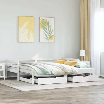 Stylish Daybed with Trundle & Drawers - White 80x200 cm