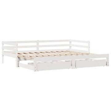 Stylish Daybed with Trundle & Drawers - White 80x200 cm