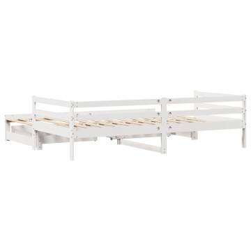 Stylish Daybed with Trundle & Drawers - White 80x200 cm