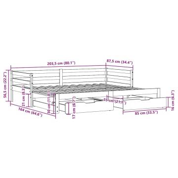 Stylish Daybed with Trundle & Drawers - White 80x200 cm